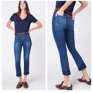 Veronica Beard Carolyn Baby Boot Jeans Ankle Crop Button Fly Dark Wash Size 28